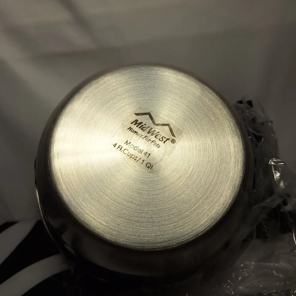 NWT Midwest Snap'y Fit Stainless Steel Water & Feed Bowl - 1 quart (4 cups)